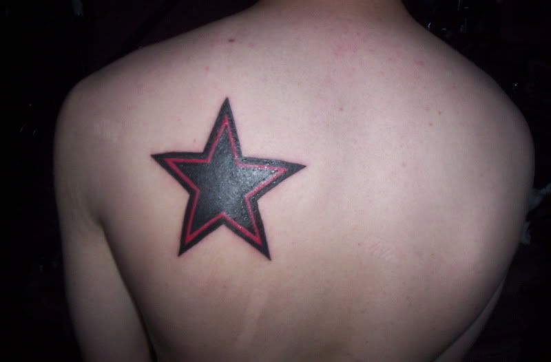 Got a new tattoo guys, my third, and its WWE wrestler Edge's Star Tattoo.