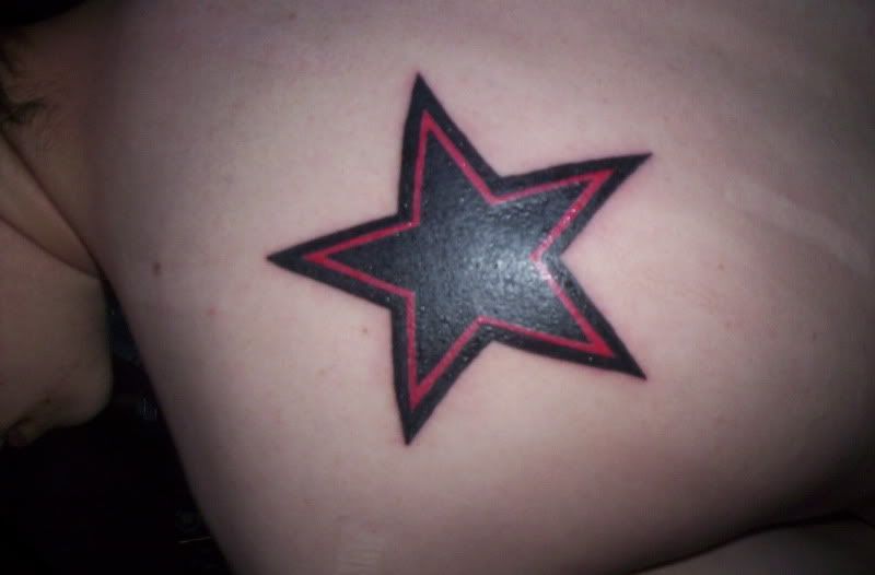 Got a new tattoo guys, my third, and its WWE wrestler Edge's Star Tattoo.