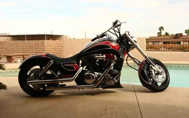 motorcycle with extended back wheel