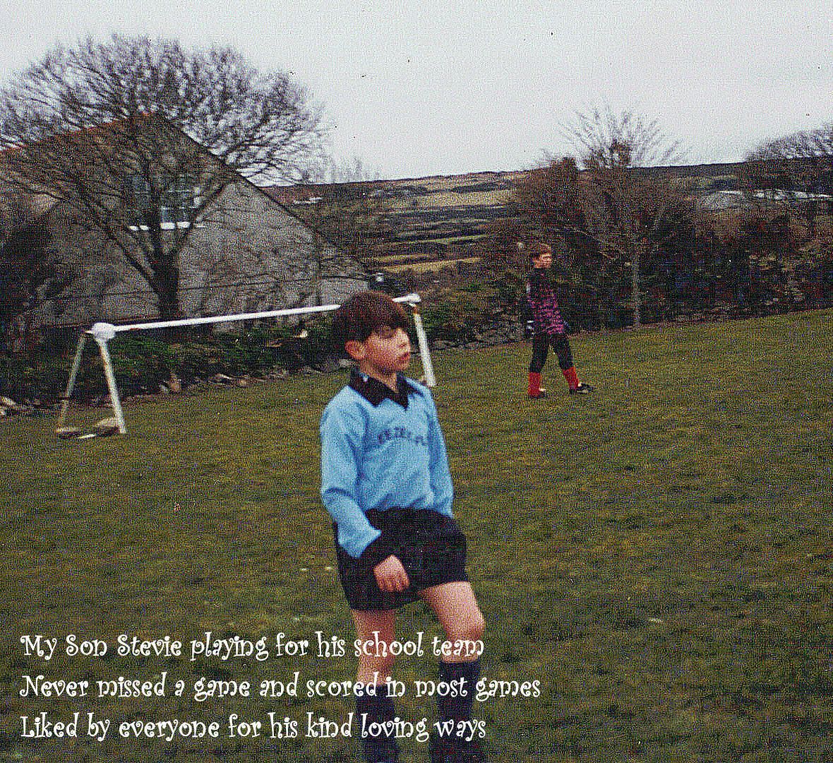 Stevie playing football for his School
