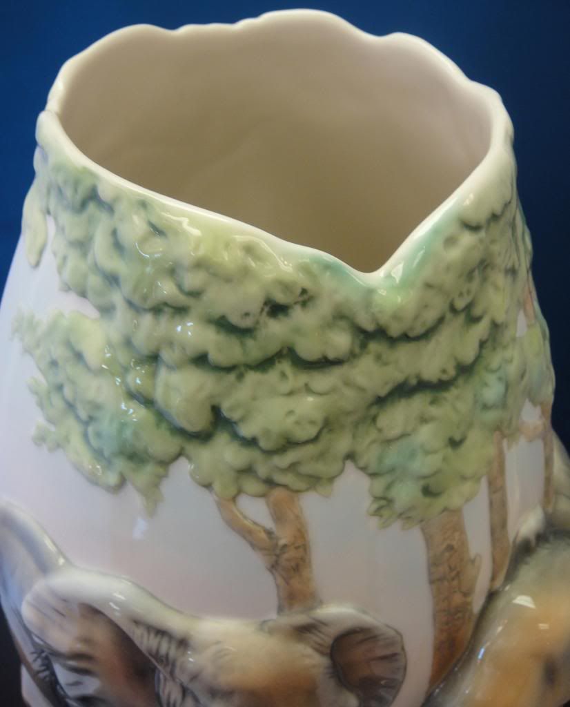 Franz "Elephant Family Fun" Sculptured Porcelain Vase Box & Paperwork