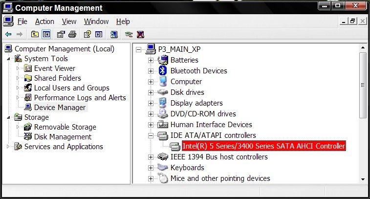 intel sata controller driver for xp