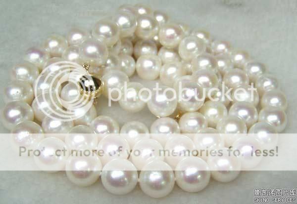 20 fine natrual 9 10mm white pearl necklace  